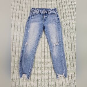 Women's Light Blue Distressed Jeans
